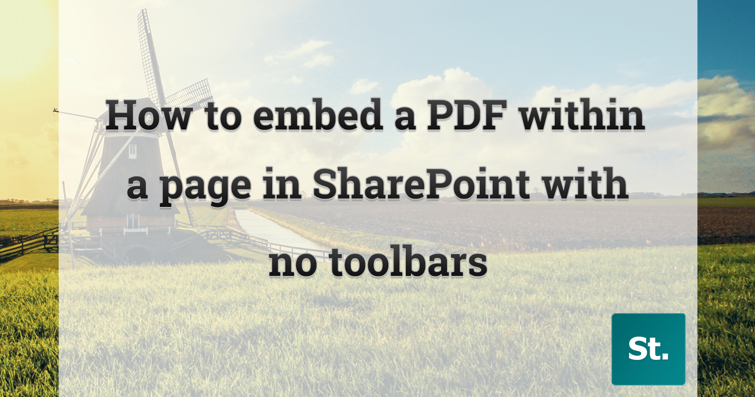 How to embed a PDF within a page with no toolbars in classic SharePoint